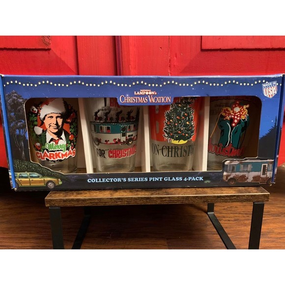NIB National Lampoons Christmas Vacation Collectors Edition Pint Glass 4 PK - Picture 1 of 2